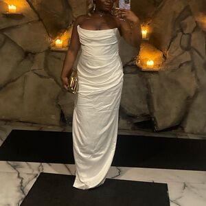 Elegant Strapless White Gown